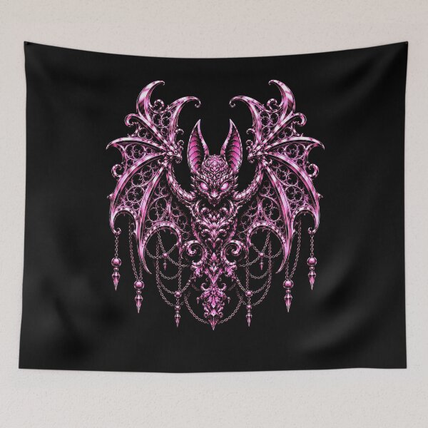 Item preview, Elegant pink bat design with intricate details halloween designed and sold by rafaeltto.