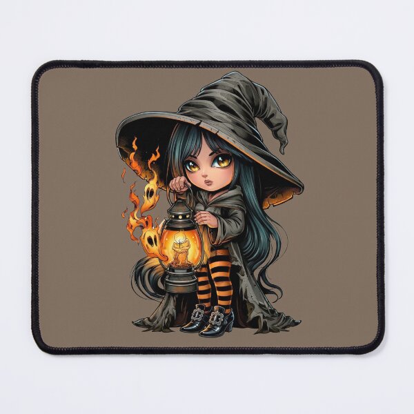Item preview, Cute Halloween Witch with Ghost Lantern Kawaii Gothic Girl Witchcore Spooky Season Dark Fantasy designed and sold by MythicMood.
