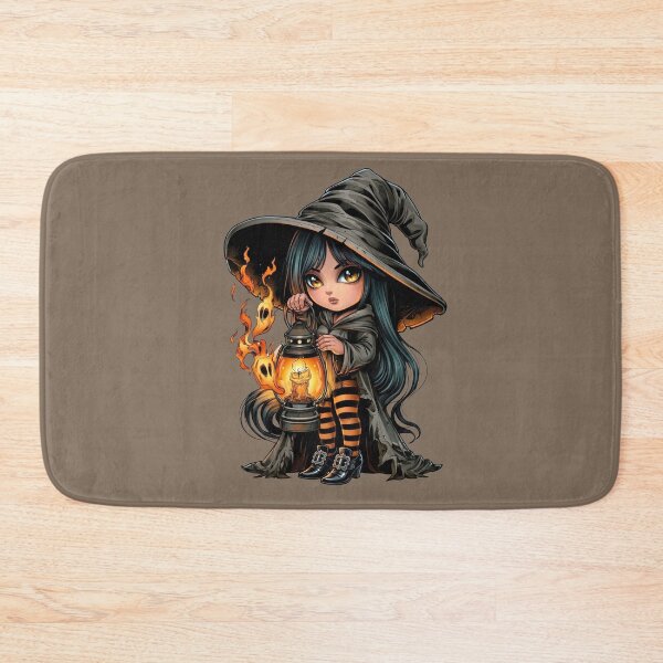 Item preview, Cute Halloween Witch with Ghost Lantern Kawaii Gothic Girl Witchcore Spooky Season Dark Fantasy designed and sold by MythicMood.