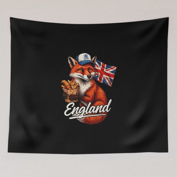 Item preview, England Red Fox Union Jack Flag Fish and Chips Mascot designed and sold by Enea Kelo.