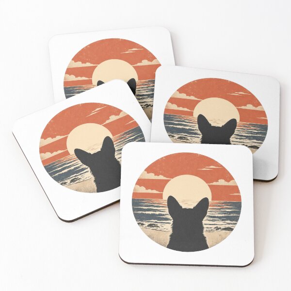 Item preview, Corgi Silhouette Sunset | Retro Ocean Dog Art designed and sold by FireWildChild.