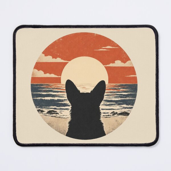 Item preview, Corgi Silhouette Sunset | Retro Ocean Dog Art designed and sold by FireWildChild.