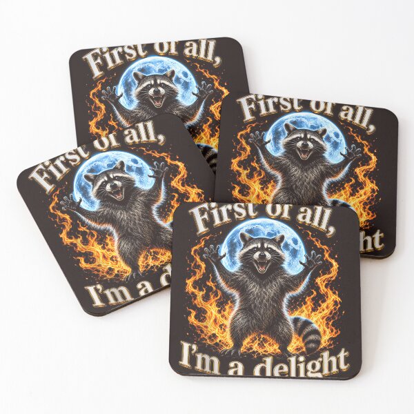 Item preview, Funny Raccoon First of All I'm a Delight Vintage Moon Fire Graphic designed and sold by mari-kayden.
