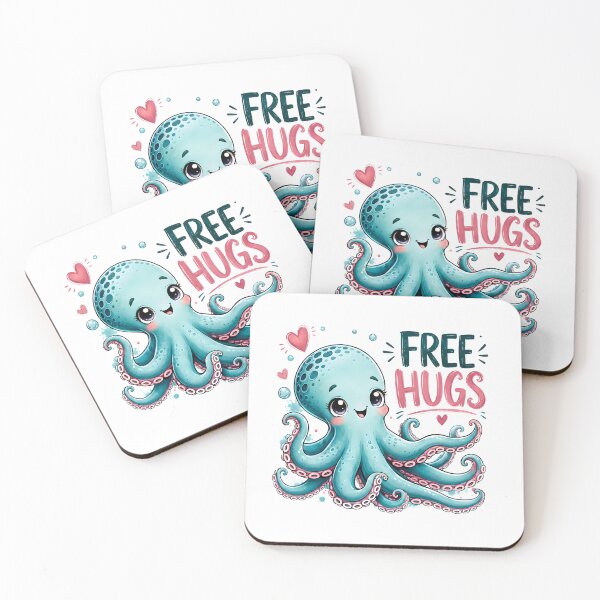 Item preview, Free Hugs Cute Kawaii Octopus Design designed and sold by Canvas-Whispers.