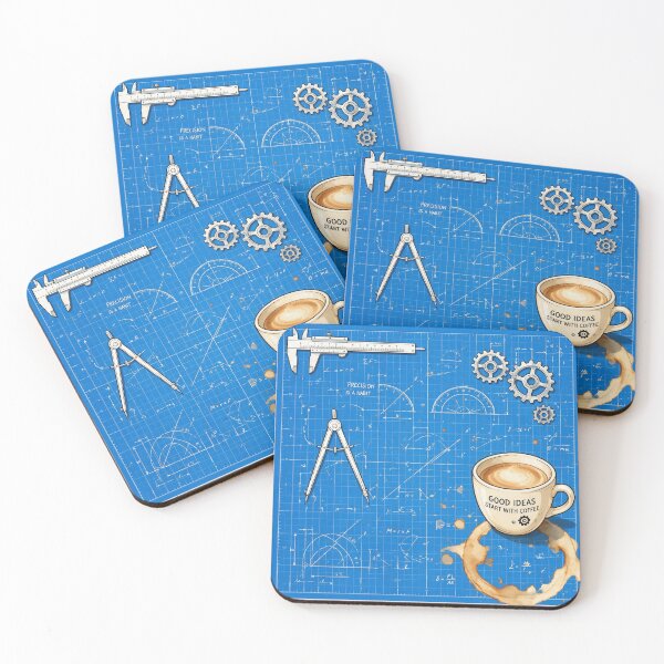 Item preview, Engineer blueprint with coffee stains designed and sold by DVerse Studio.