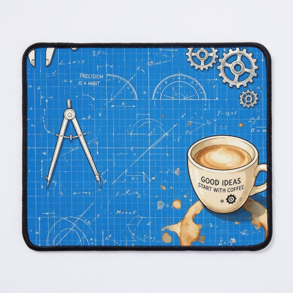 Item preview, Engineer blueprint with coffee stains designed and sold by DVerse Studio.