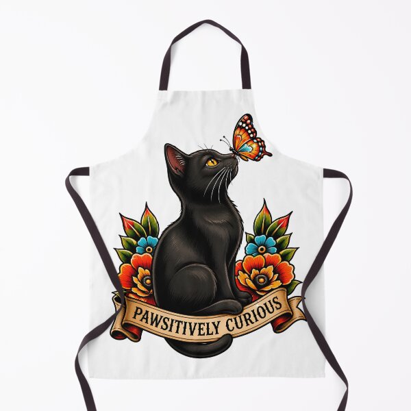 Item preview, Pawsitively Curious Black Cat Butterfly Tattoo designed and sold by Old's Cool Cat Studio.