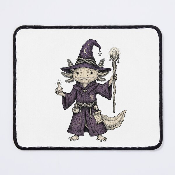 Item preview, Halloween Axolotl Wizard in Purple Hat and Wand Cute Magic Fantasy designed and sold by SOUFIANE1991.