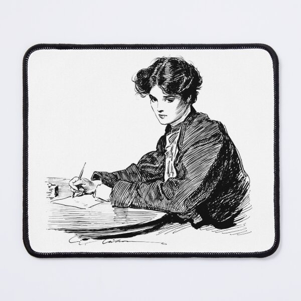 Item preview, Gibson Girl writing letter - Vintage Line Art Print – Edwardian Woman Writing – Writers & Book Lovers designed and sold by RickE.