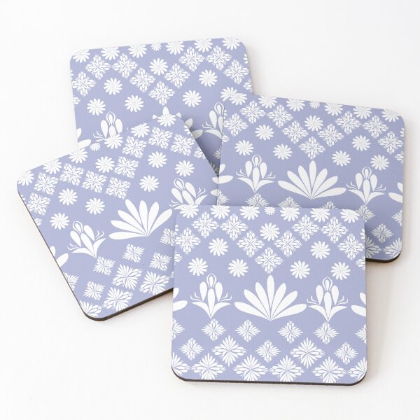 Item preview, White Floral Folk Art Seamless Pattern on Lavender Background, Scandinavian Botanical Vector Design designed and sold by Ei-Ei.