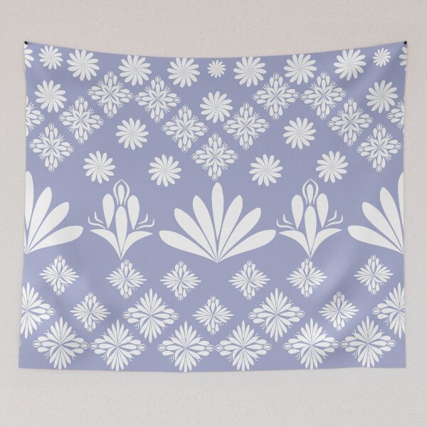 Item preview, White Floral Folk Art Seamless Pattern on Lavender Background, Scandinavian Botanical Vector Design designed and sold by Ei-Ei.