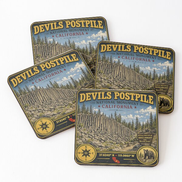Item preview, Devils Postpile National Monument Vintage Travel Sticker | California Basalt Columns designed and sold by naturalsurvival.