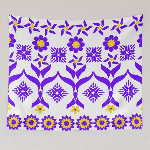 Item preview, Purple and Yellow Folk Floral Seamless Pattern, Decorative Botanical Vector Background designed and sold by Ei-Ei.
