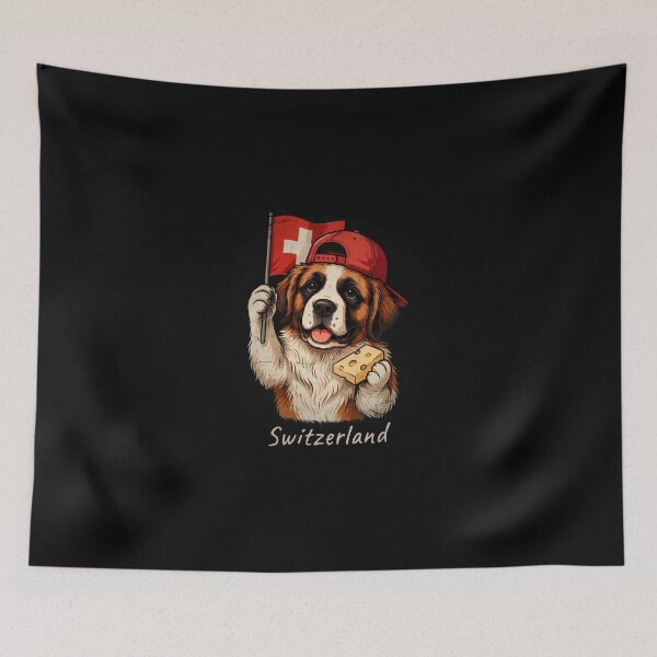 Item preview, Switzerland Saint Bernard Dog Swiss Flag Cheese Mascot designed and sold by Enea Kelo.