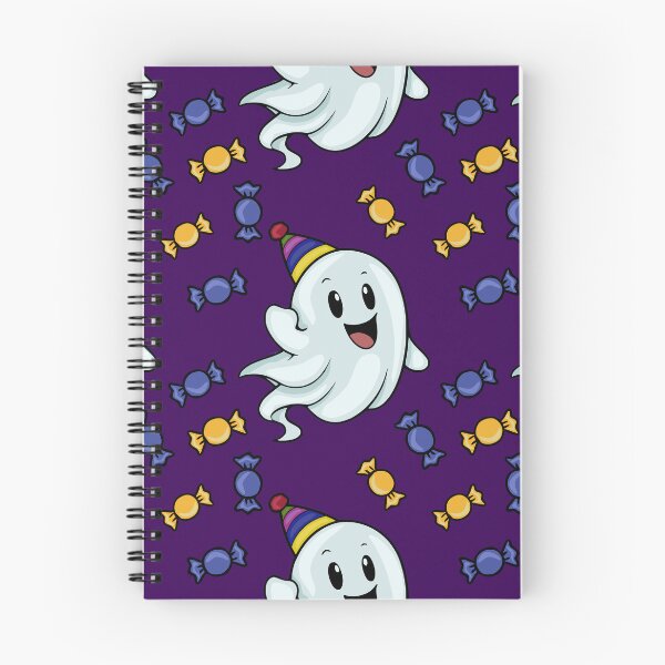 Item preview, Cute Halloween Ghost with Party Hat & Candy Seamless Pattern designed and sold by Elatedowl.