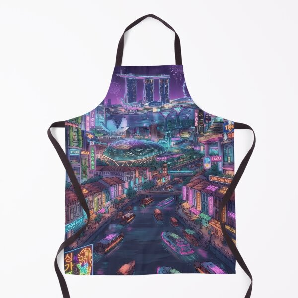 Item preview, Neo Singapore Cyberpunk Cityscape - Marina Bay Skyline, Fireworks & Luminous River Night View designed and sold by SOOstudio73.