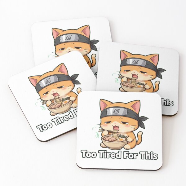 Item preview, Tired Ninja Cat Eating Ramen - Too Tired For This designed and sold by Happy Chaos Studio.