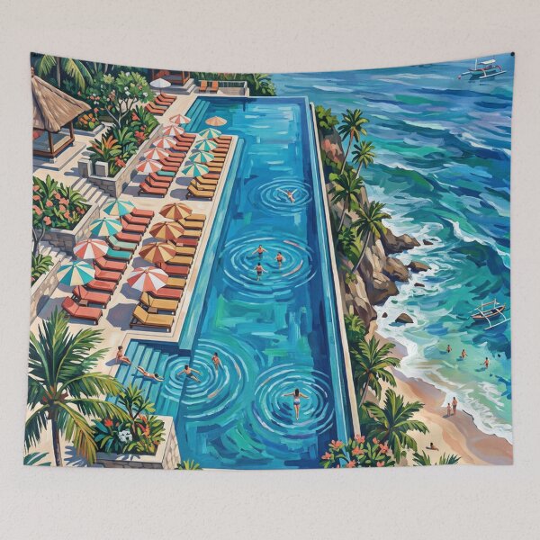 Item preview, Paradise Cliffside Pool and Palms designed and sold by rebekawood.
