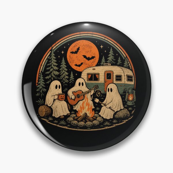 Item preview, Retro Ghost Campfire Camper Halloween Vintage Camping Adventure designed and sold by Moizento.