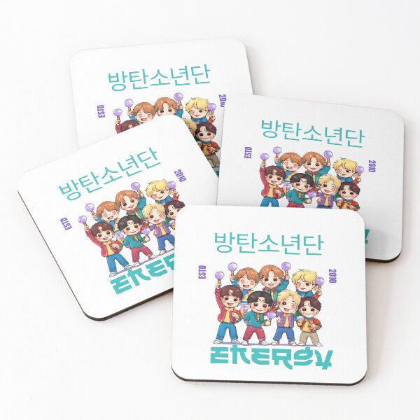 Item preview, BTS OT7 Chibi Anime Group Lightstick Borahae Kpop Graphic designed and sold by Gameshalah's Designs Hub.