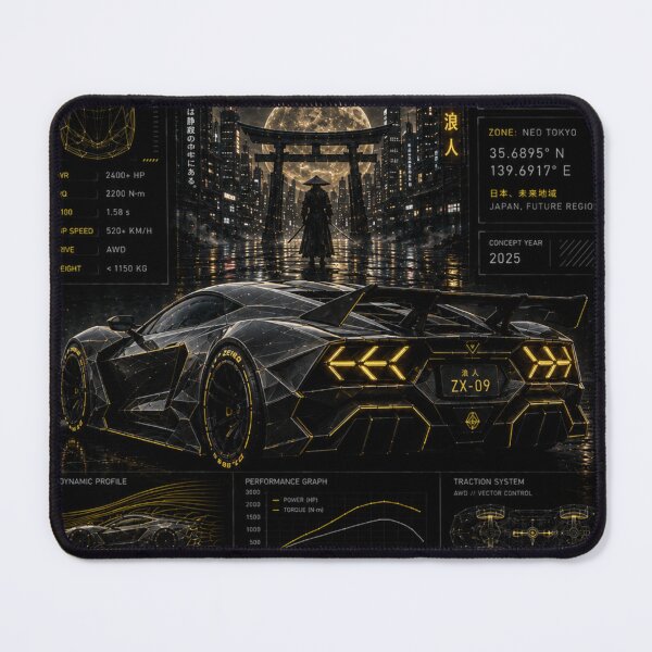 Item preview, Project Zero ZX-09 Ronin | Futuristic Samurai Hypercar Concept Poster designed and sold by MidnightPistons.