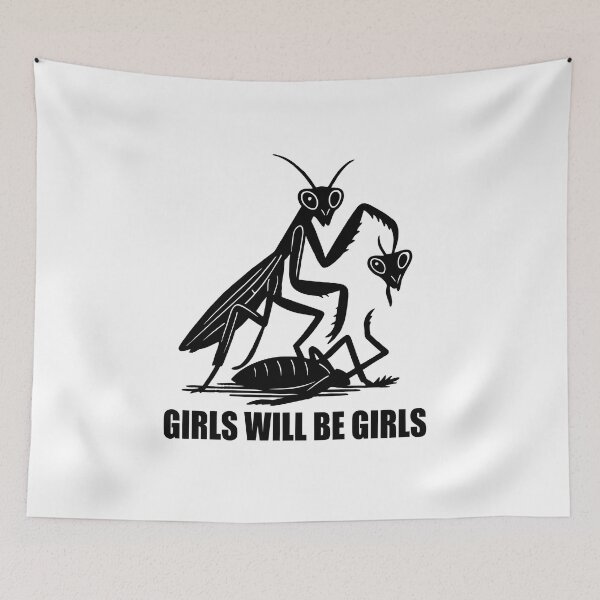 Item preview, Girls Will Be Girls Praying Mantis Shirt, Funny Insect Meme Graphic Tee, Dark Humor Nature Lover Gift, Vintage Entomology Comfort Colors designed and sold by Phirivey.