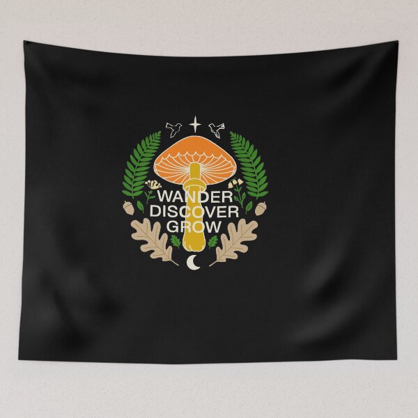 Item preview, Wander Discover Grow Vintage Mushroom Foraging Shirt designed and sold by Daily Mood Tees.