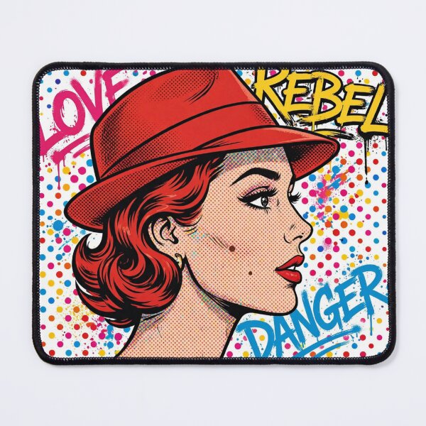 Item preview, LOVE REBEL DANGER - Pop Art Redhead Street Girl designed and sold by MAISON SYLVIE.