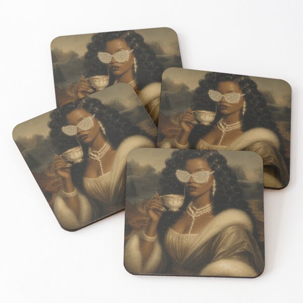 Item preview, Old Money Black Queen Drinking Tea Vintage Portrait  Quiet Luxury Aesthetic designed and sold by EatPrayLive.