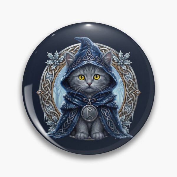 Item preview, The Solstice Singer Motif - Celtic Folklore Grey Cat - Midnight Frost Edition designed and sold by Englandbear.