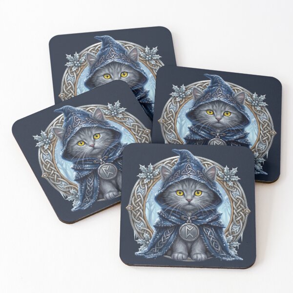 Item preview, The Solstice Singer Motif - Celtic Folklore Grey Cat - Midnight Frost Edition designed and sold by Englandbear.