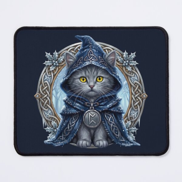 Item preview, The Solstice Singer Motif - Celtic Folklore Grey Cat - Midnight Frost Edition designed and sold by Englandbear.