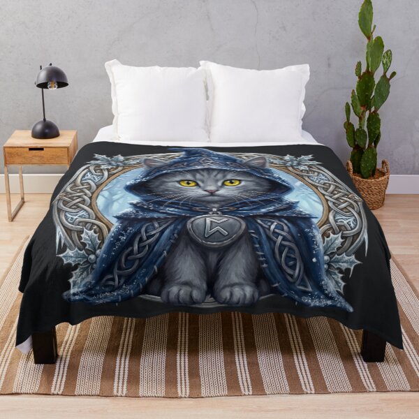 Item preview, The Solstice Singer Motif - Celtic Folklore Grey Cat - Midnight Frost Edition designed and sold by Englandbear.