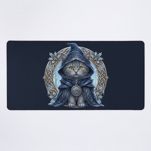 Item preview, The Solstice Singer Motif - Celtic Folklore Grey Cat - Midnight Frost Edition designed and sold by Englandbear.