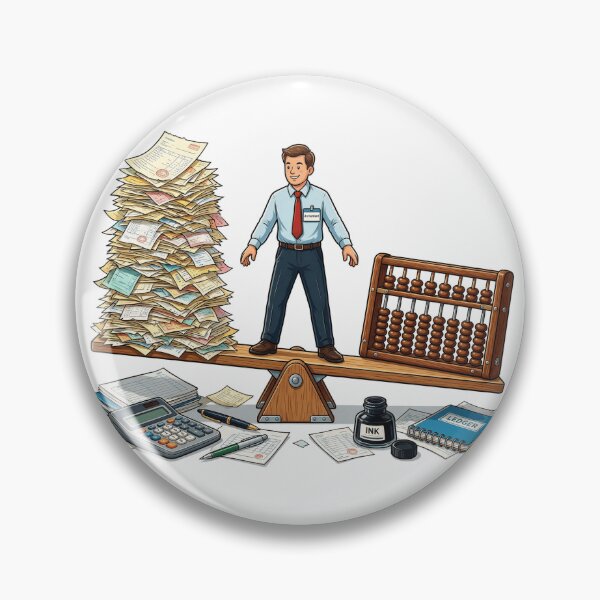 Item preview, Accountant balancing mountains of receipts designed and sold by DVerse Studio.