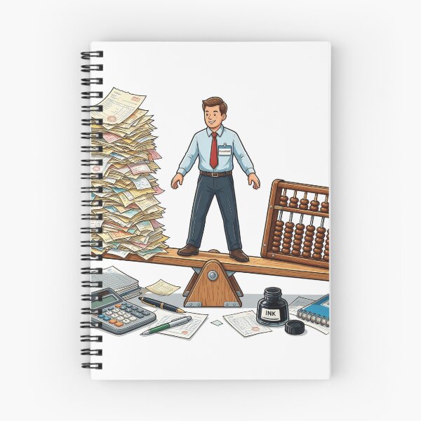 Item preview, Accountant balancing mountains of receipts designed and sold by DVerse Studio.