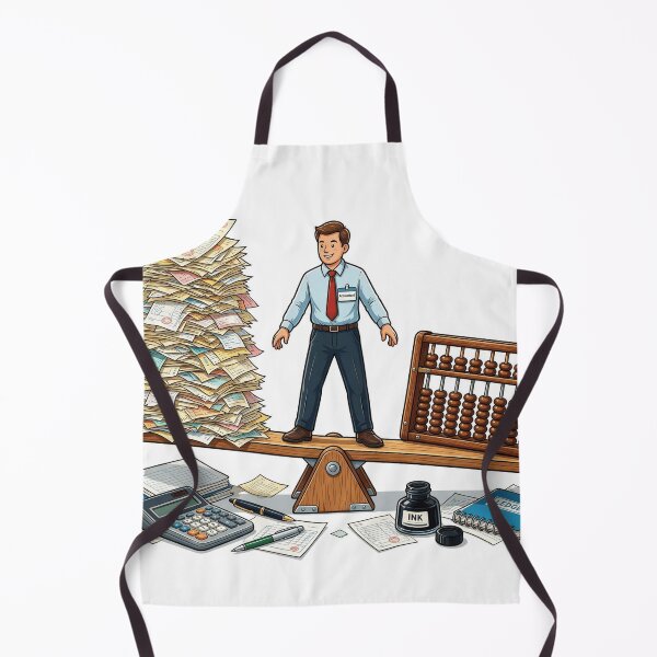 Item preview, Accountant balancing mountains of receipts designed and sold by DVerse Studio.