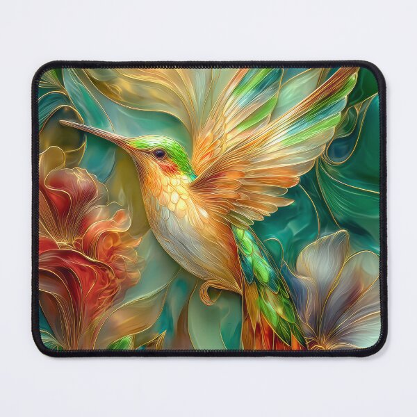 Item preview, Hummingbird Stained Glass | Colorful Botanical Bird designed and sold by MargaretWiktor.