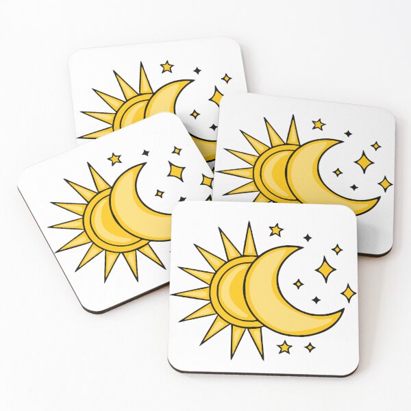Item preview, Celestial Sun and Crescent Moon Magic Illustration designed and sold by Elatedowl.