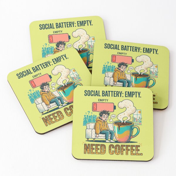 Item preview, Social Battery Empty Need Coffee Funny Introvert. designed and sold by CoffeeAndChao.