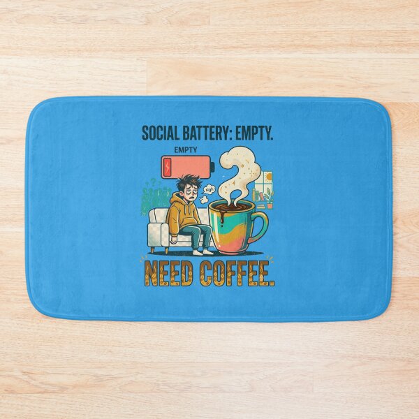 Item preview, Social Battery Empty Need Coffee Funny Introvert. designed and sold by CoffeeAndChao.