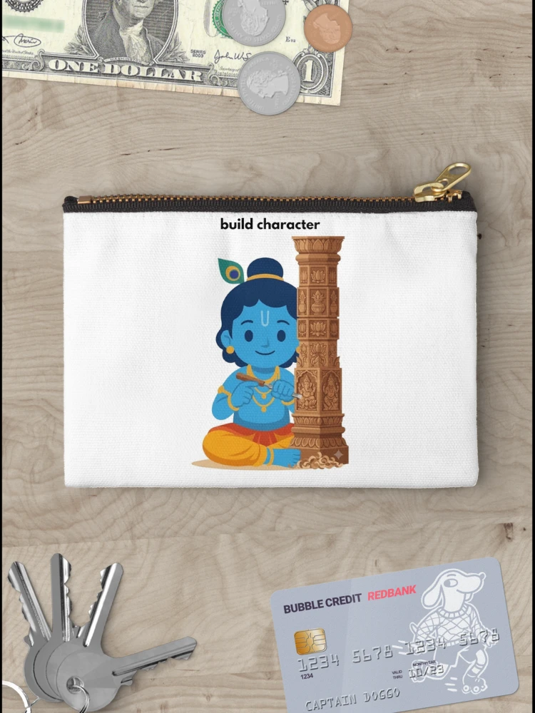 Thumbnail 3 of 4, Zipper Pouch, build character | Developer Sticker | Programming Tech Humor designed and sold by BhaktiByte.