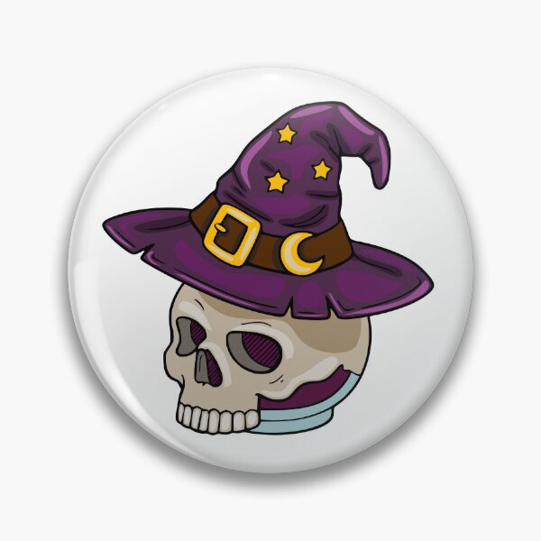Artikelvorschau, Gruseliger Totenkopf mit Hexenhut – Halloween-Illustration entworfen und verkauft von Elatedowl.