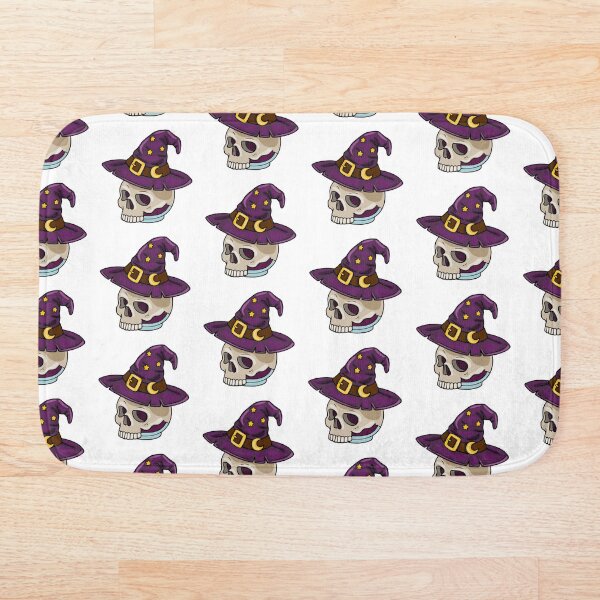 Item preview, Ilustración de Halloween de una calavera espeluznante con sombrero de bruja designed and sold by Elatedowl.