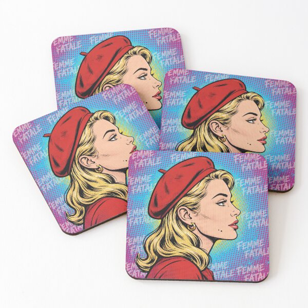 Item preview, FEMME FATALE - Pop Art Blonde Girl Red Beret designed and sold by MAISON SYLVIE.
