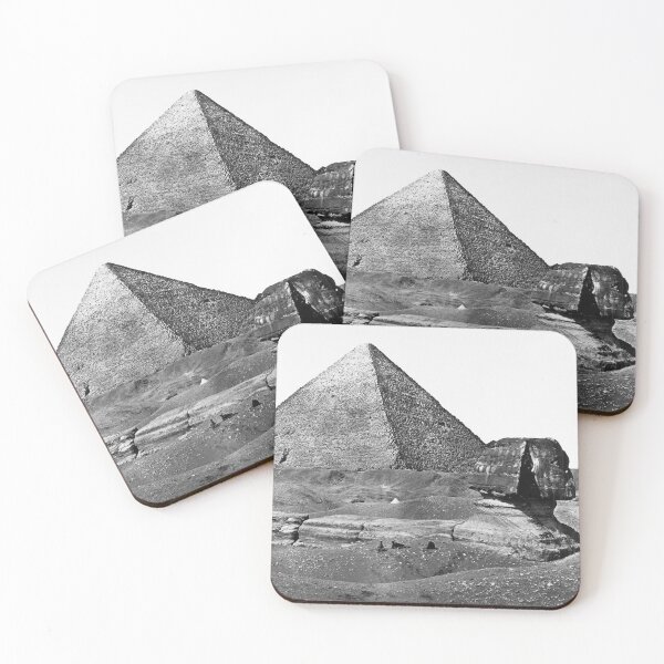 Item preview, 1858 The Great Pyramid and Great Sphinx, Egypt landscape fine art black and white vintage photograph by Francis Frith designed and sold by Astrid Arkhangelsky.