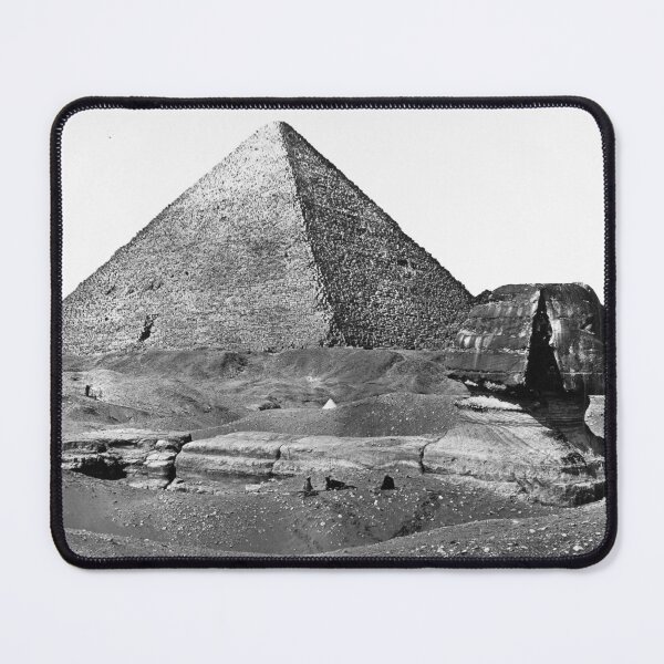Item preview, 1858 The Great Pyramid and Great Sphinx, Egypt landscape fine art black and white vintage photograph by Francis Frith designed and sold by Astrid Arkhangelsky.