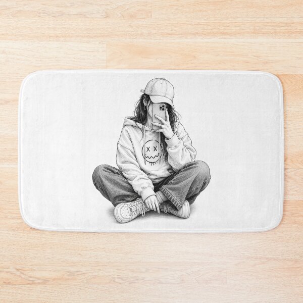 Item preview, Gen Z Selfie Girl Sketch Sticker | Aesthetic Streetwear Pencil Art | Minimal Black & White designed and sold by DKraftz.