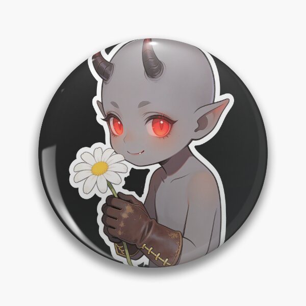 Item preview, Cute Baby Demon Holding Daisy – Gothic Kawaii Fantasy Art designed and sold by OksArtStudio.