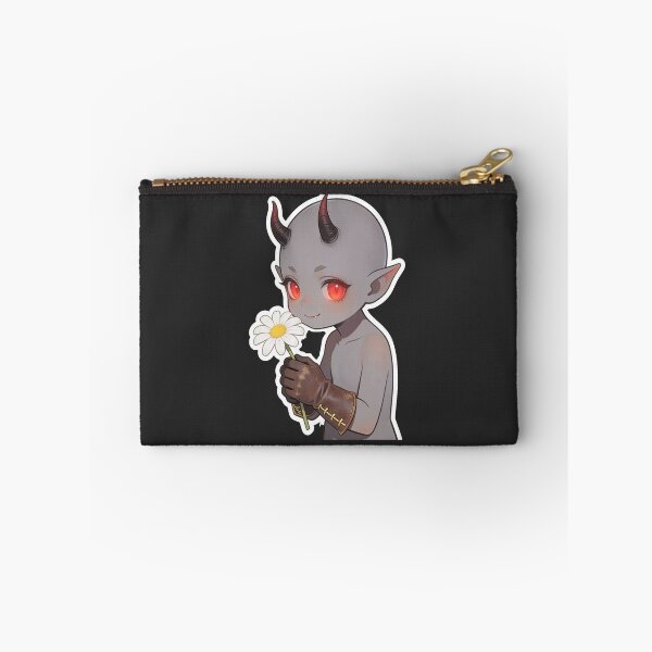 Item preview, Cute Baby Demon Holding Daisy – Gothic Kawaii Fantasy Art designed and sold by OksArtStudio.